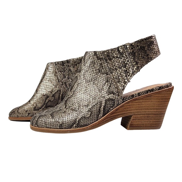gentle souls Shoes - NEW Gentle Souls Harlie Metallic Snake-print Leather Slingback Ankle Bootie 9.5